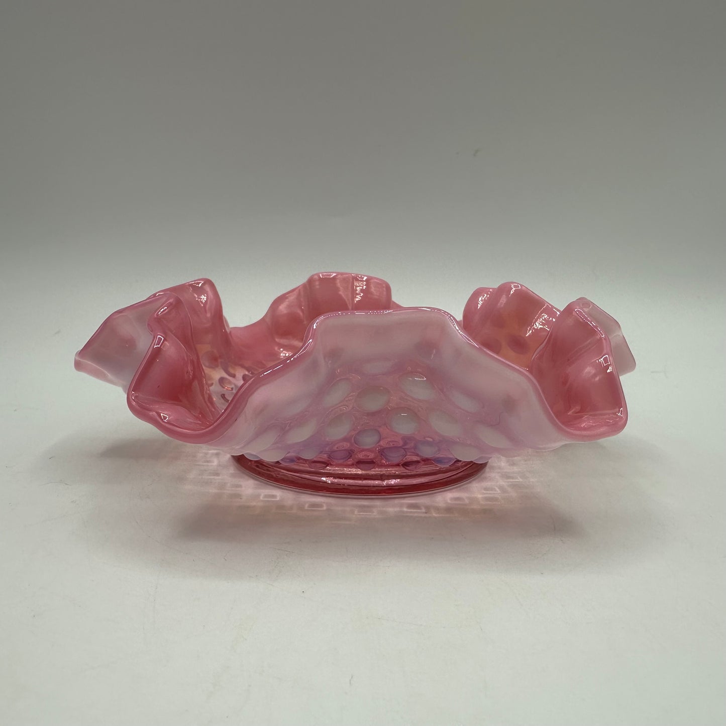 Fenton Pink Opalescent Hobnail Bon Bon Dish