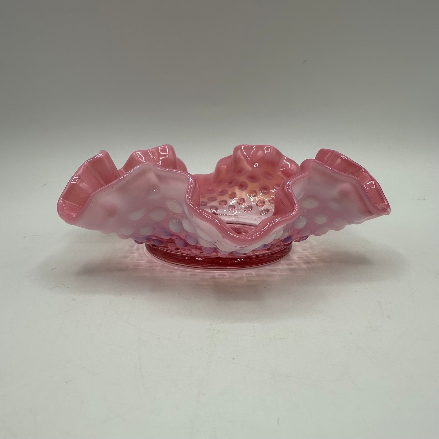 Fenton Pink Opalescent Hobnail Bon Bon Dish