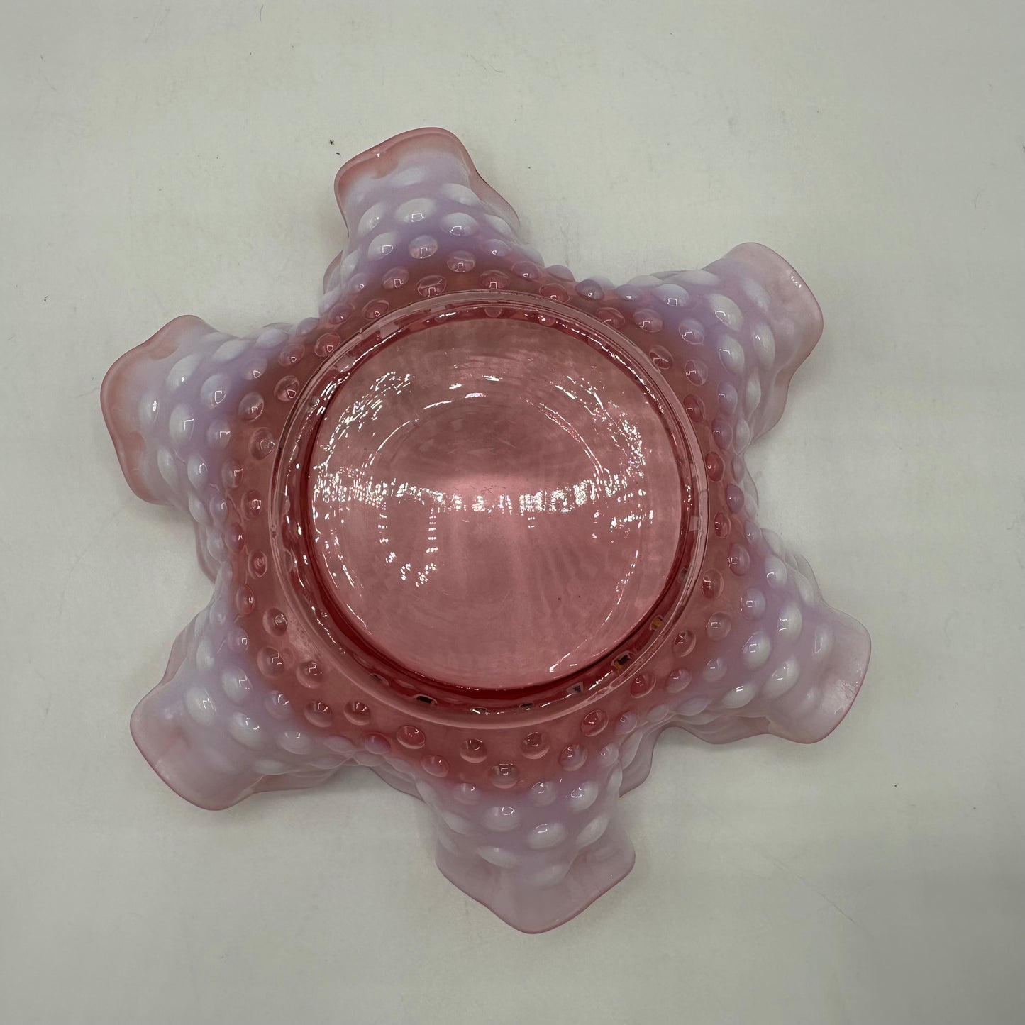Fenton Pink Opalescent Hobnail Bon Bon Dish