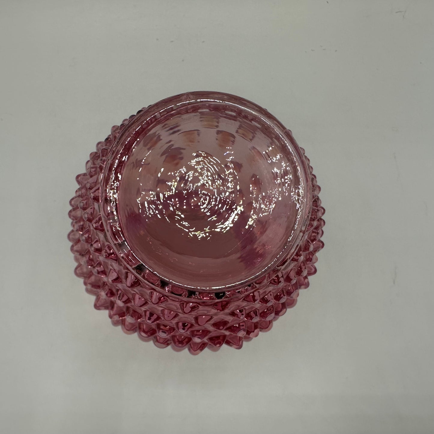 Fenton Cranberry Opalescent Hobnail Pitcher, 5.75"