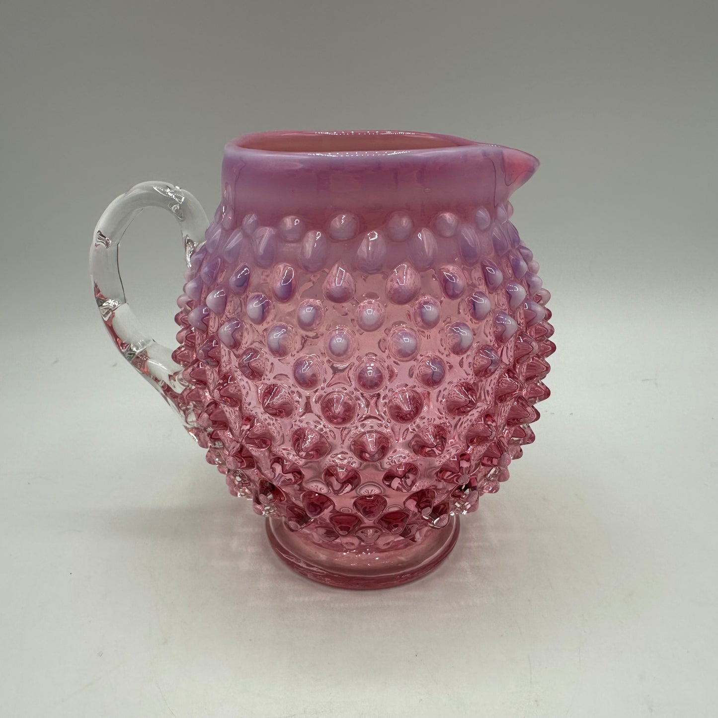 Fenton Cranberry Opalescent Hobnail Creamer, 5"