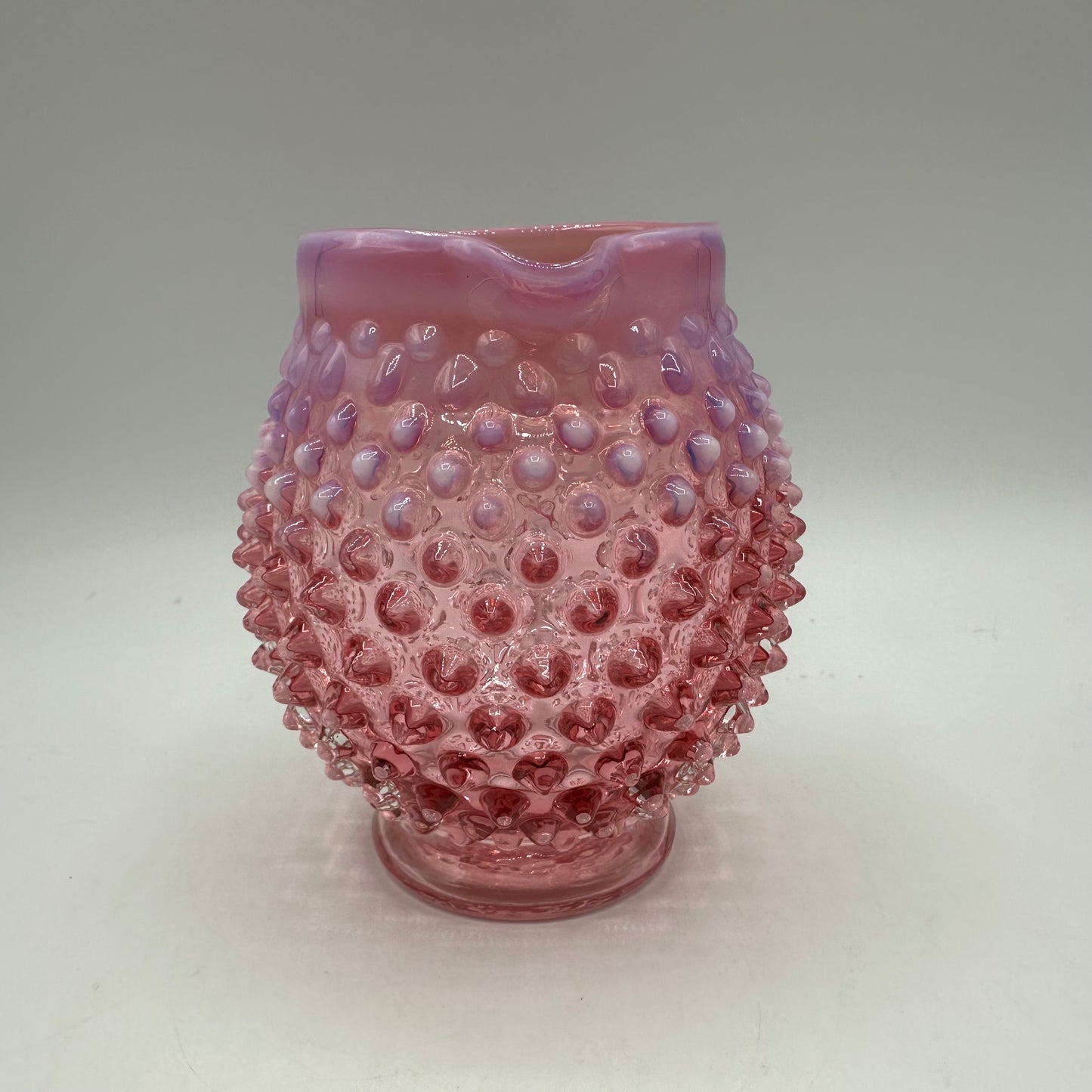 Fenton Cranberry Opalescent Hobnail Creamer, 5"