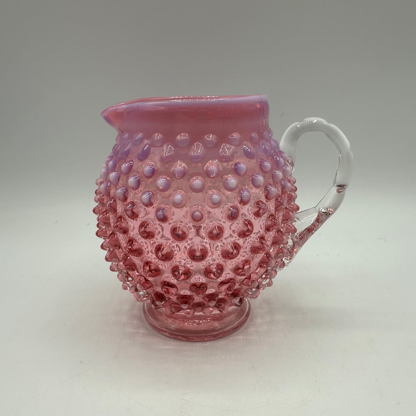 Fenton Cranberry Opalescent Hobnail Creamer, 5"