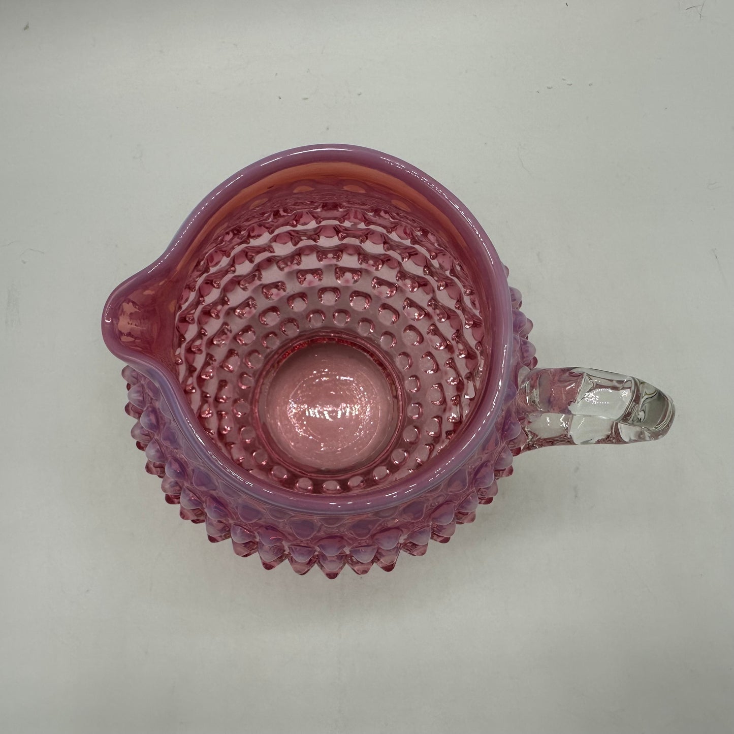 Fenton Cranberry Opalescent Hobnail Creamer, 5"