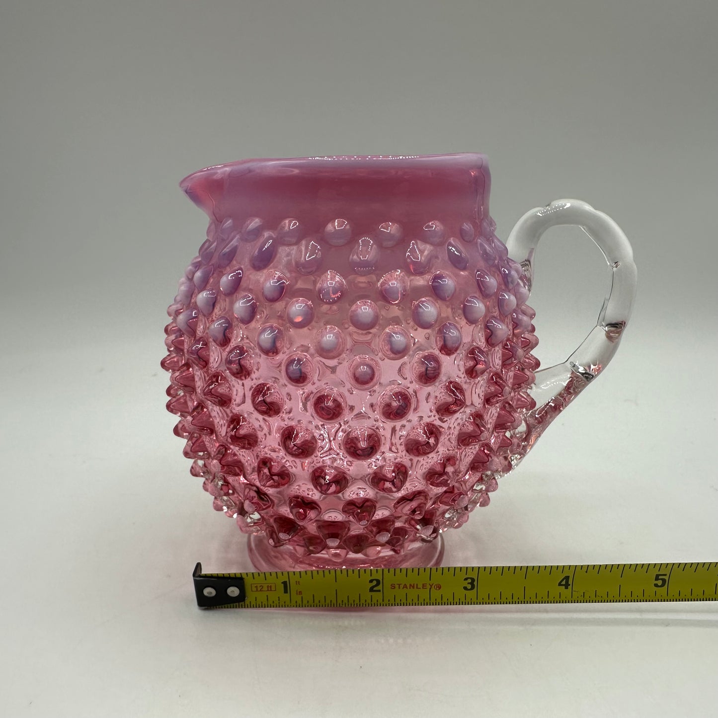Fenton Cranberry Opalescent Hobnail Creamer, 5"