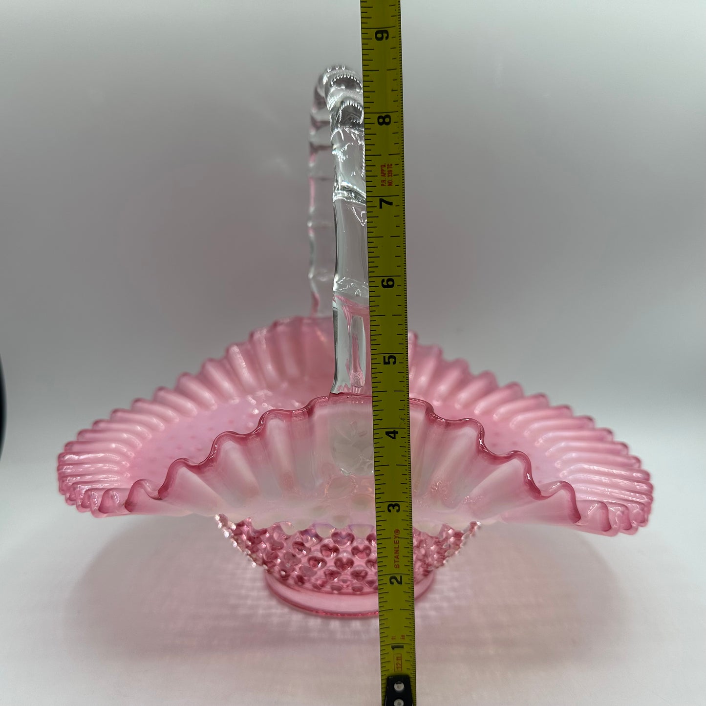 Fenton Cranberry Opalescent Hobnail Brides Basket