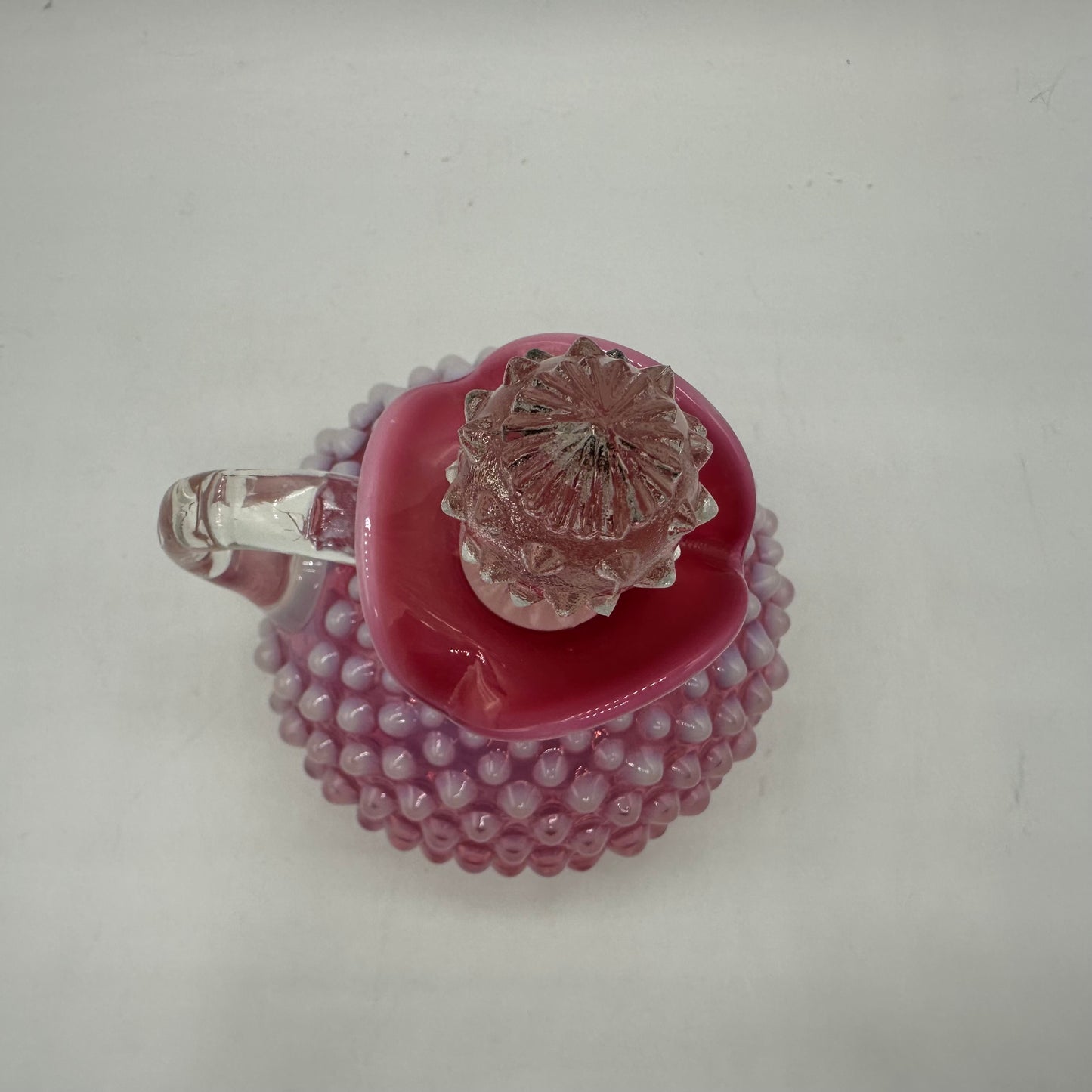 Fenton Cranberry Opalescent Hobnail Cruet With Hobnail Stopper