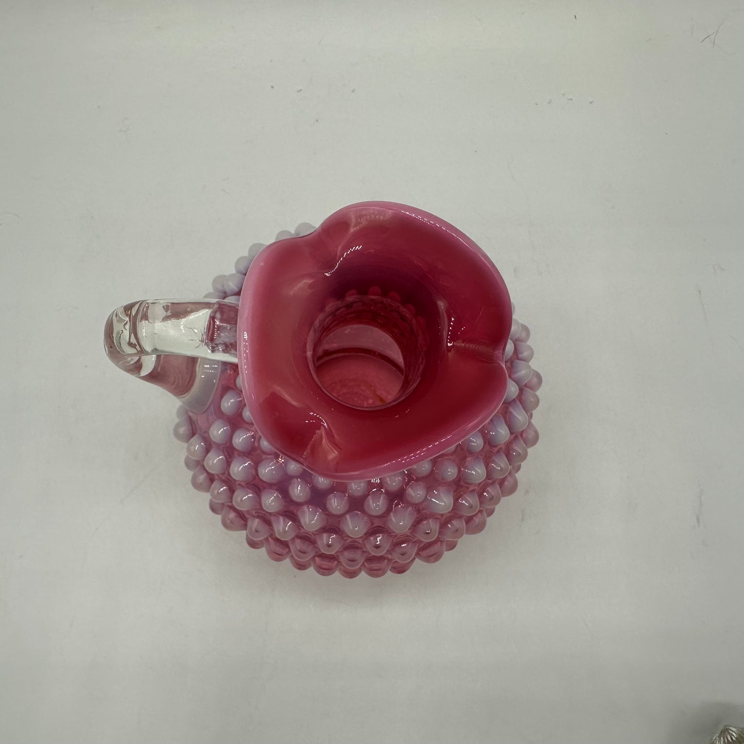 Fenton Cranberry Opalescent Hobnail Cruet With Hobnail Stopper