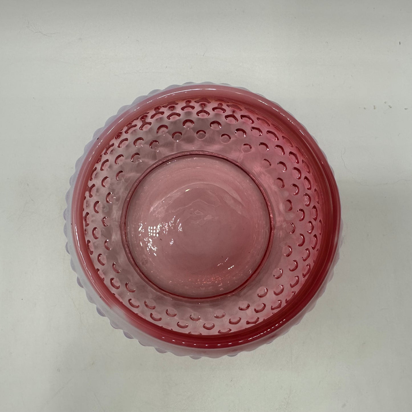 Fenton Cranberry Opalescent Hobnail Powder Jar