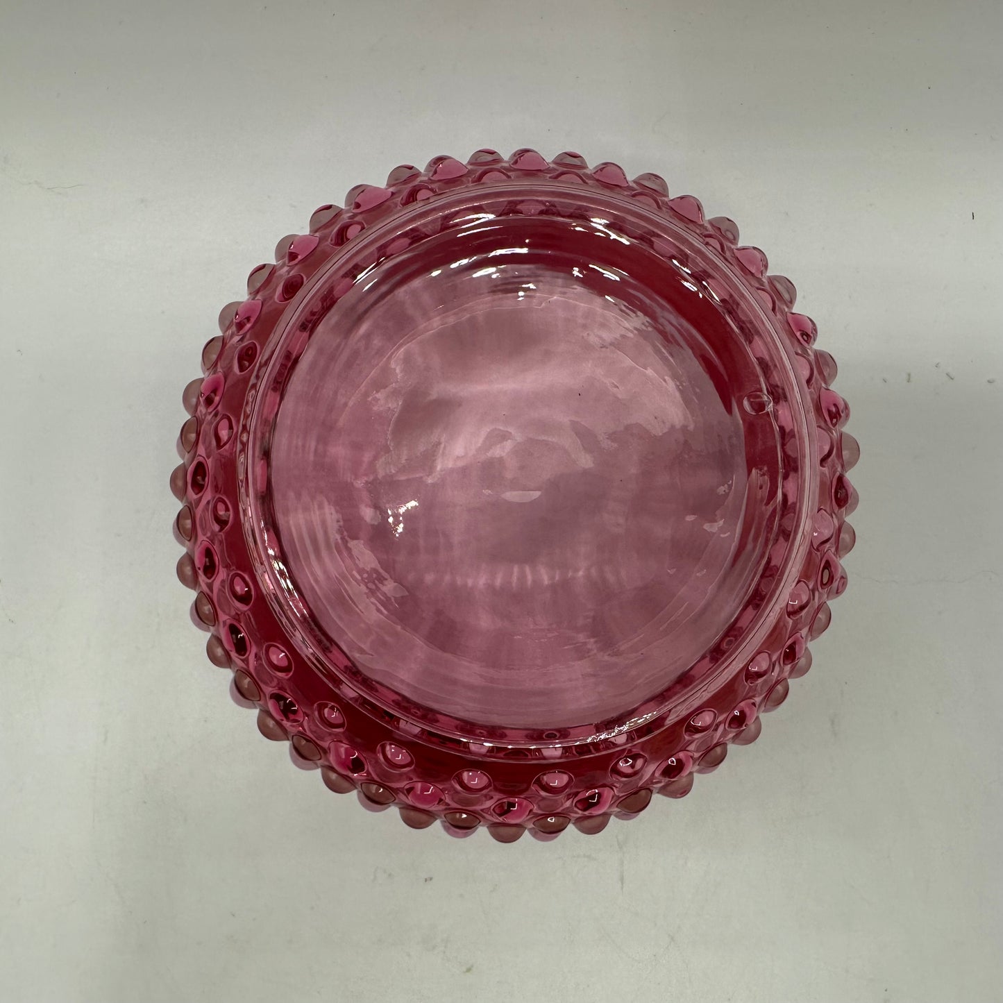 Fenton Cranberry Opalescent Hobnail Powder Jar