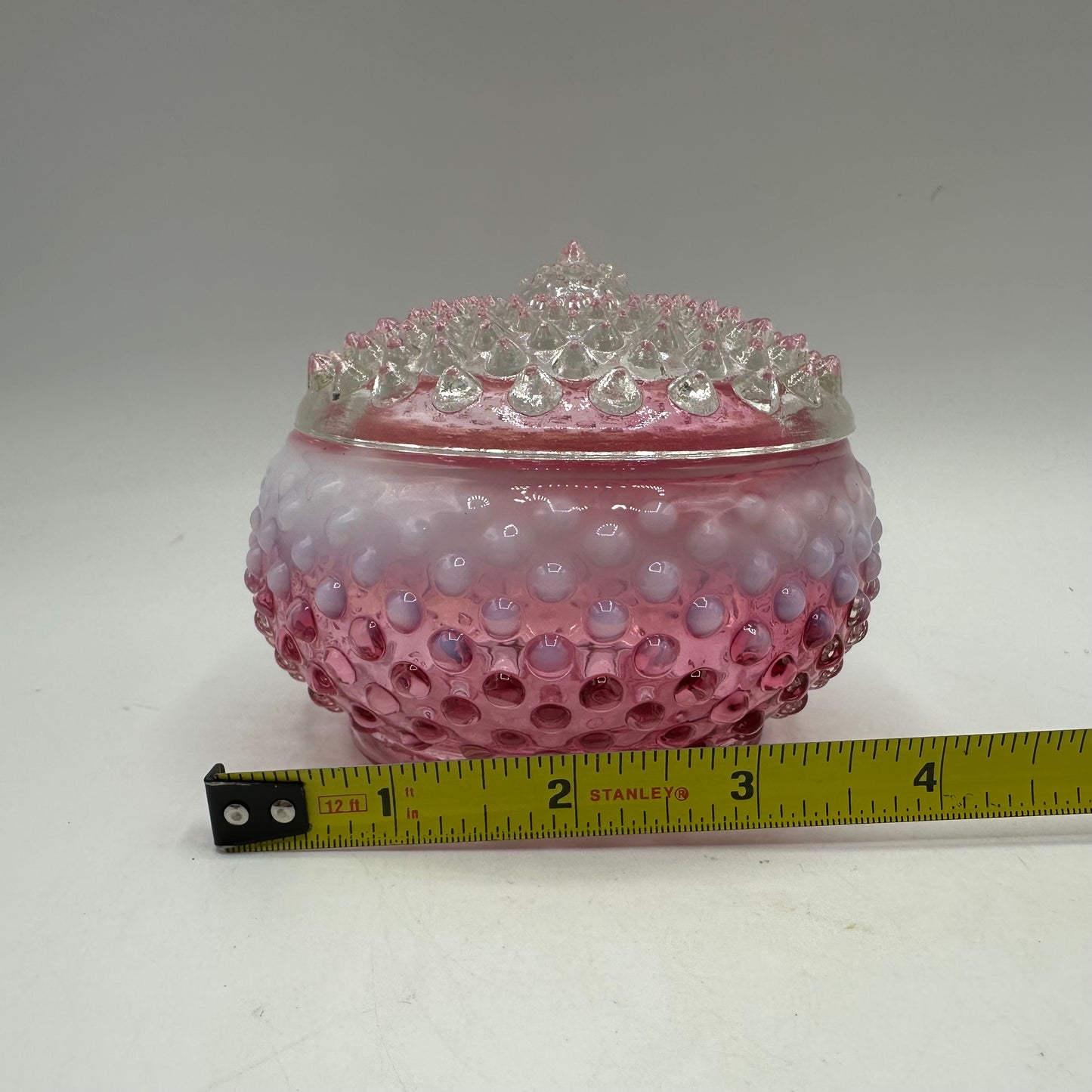 Fenton Cranberry Opalescent Hobnail Powder Jar