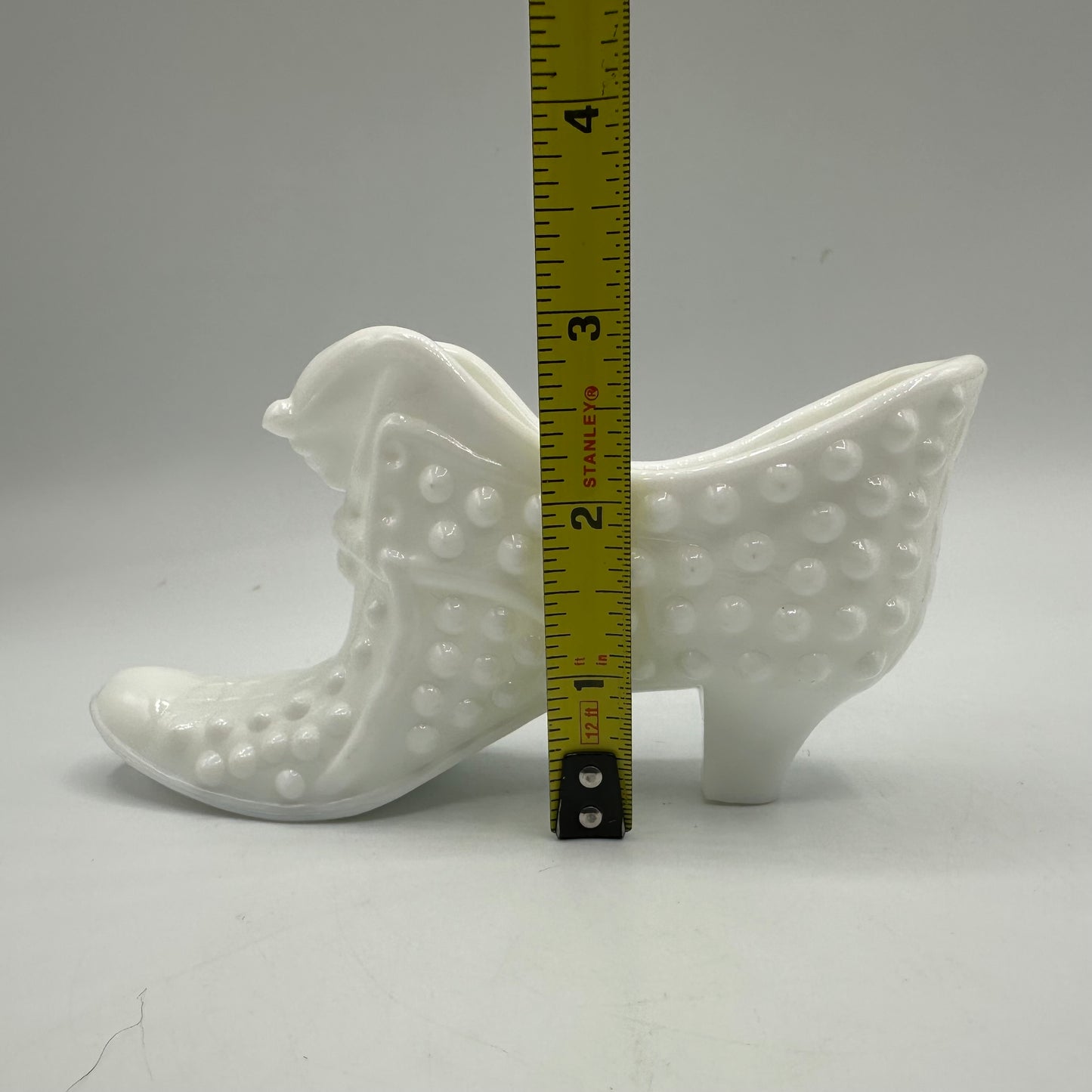 Fenton Milk Glass Hobnail Cat Shoe, Unmarked