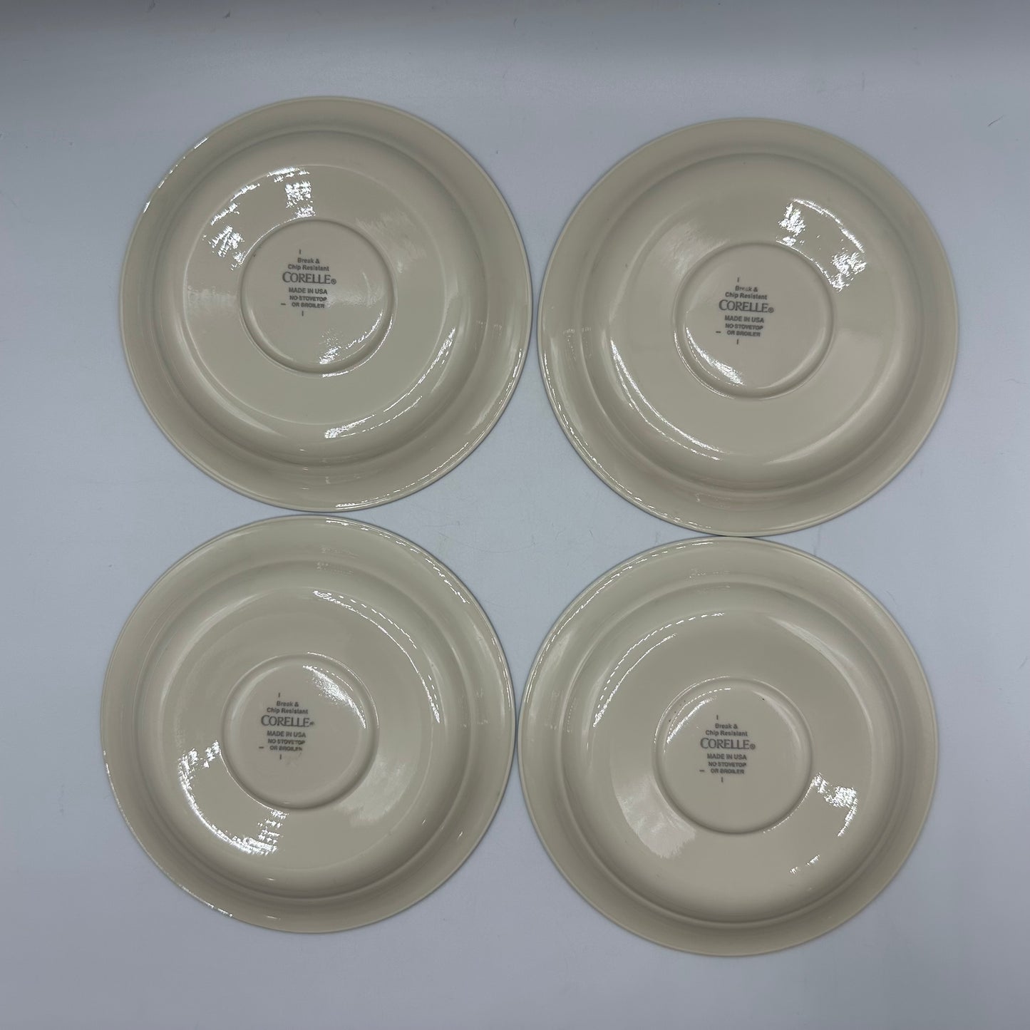 Corelle Stoneware Cups & Saucers, Coastal Breeze Pattern, Set of 4