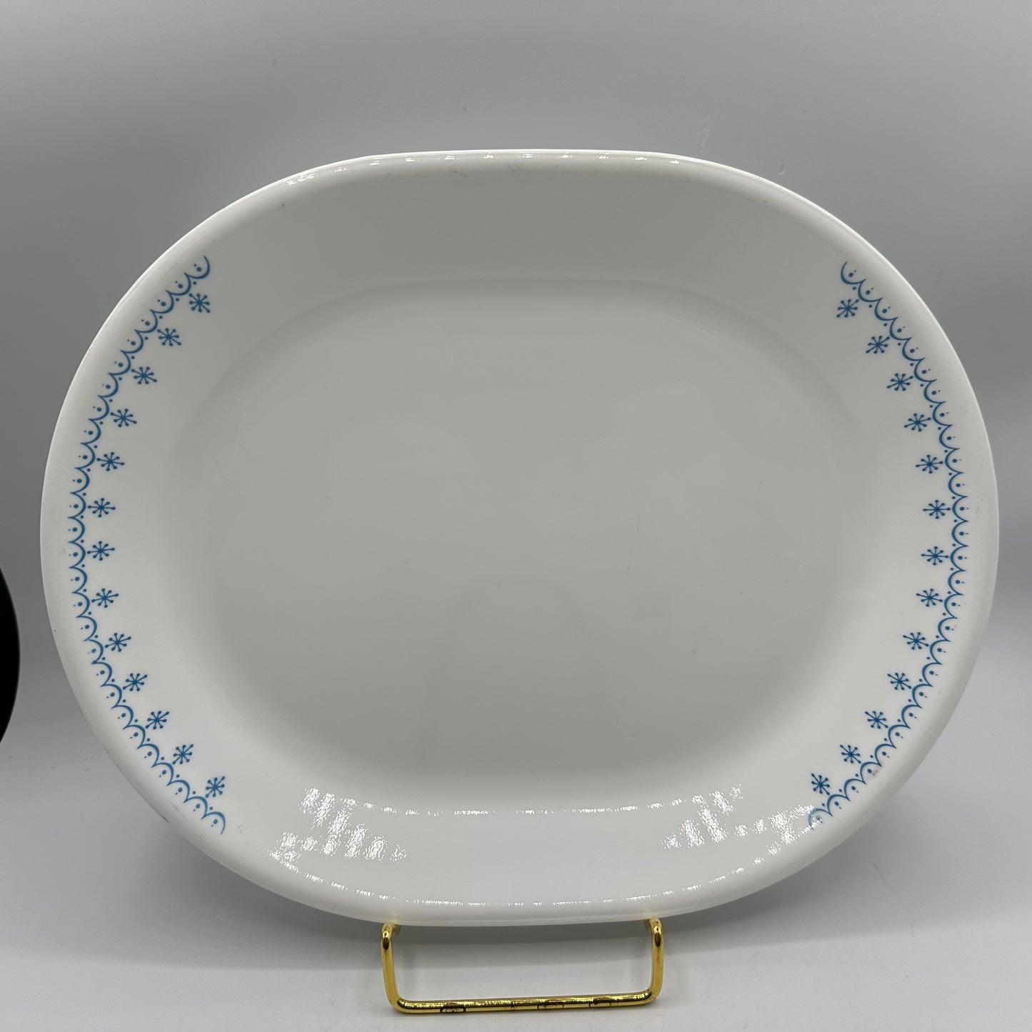 Corelle Blue Snowflake Oval Serving Plate, 12"