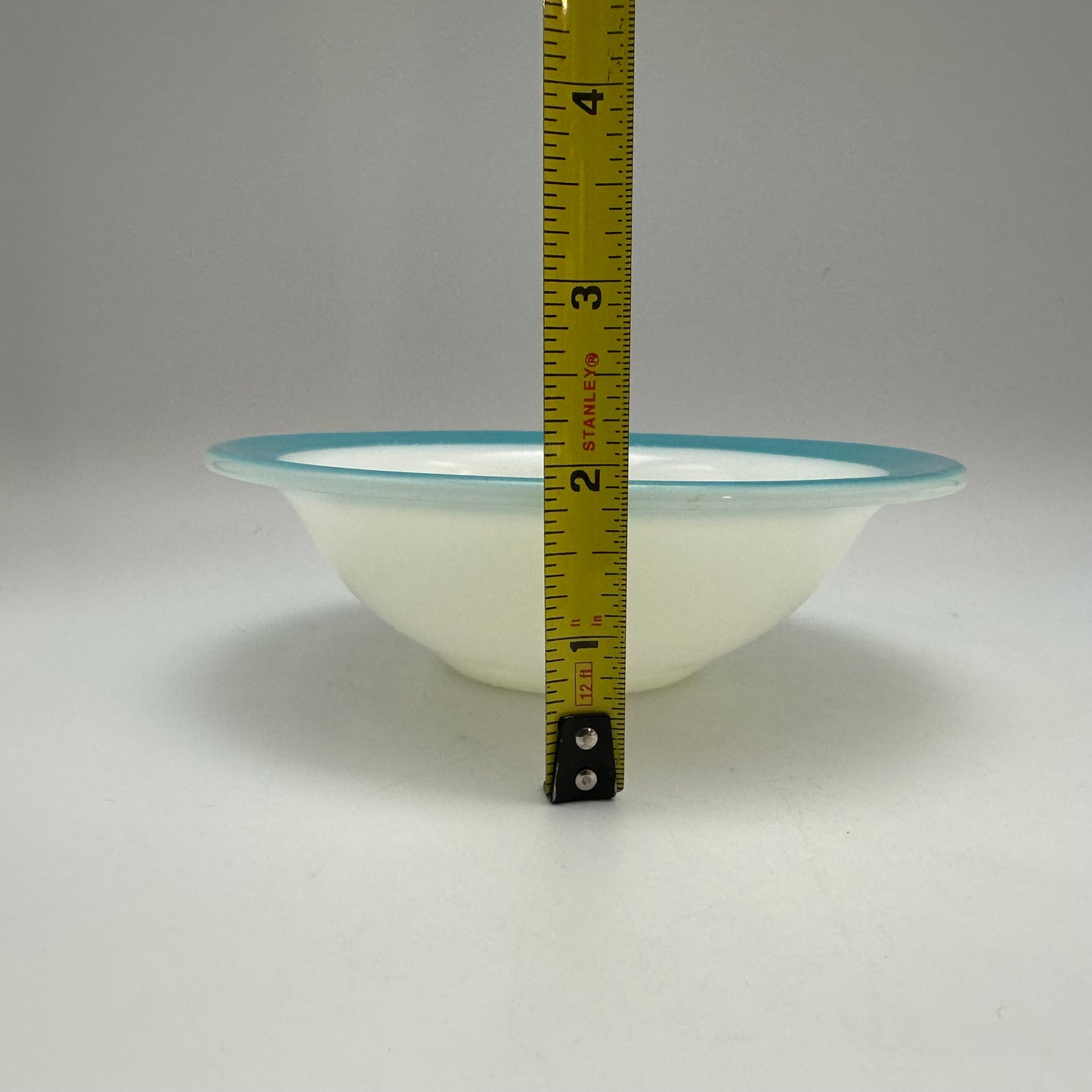 Pyrex Milk Glass Bowls, With Aqua Trim,  6.25", Set of 4