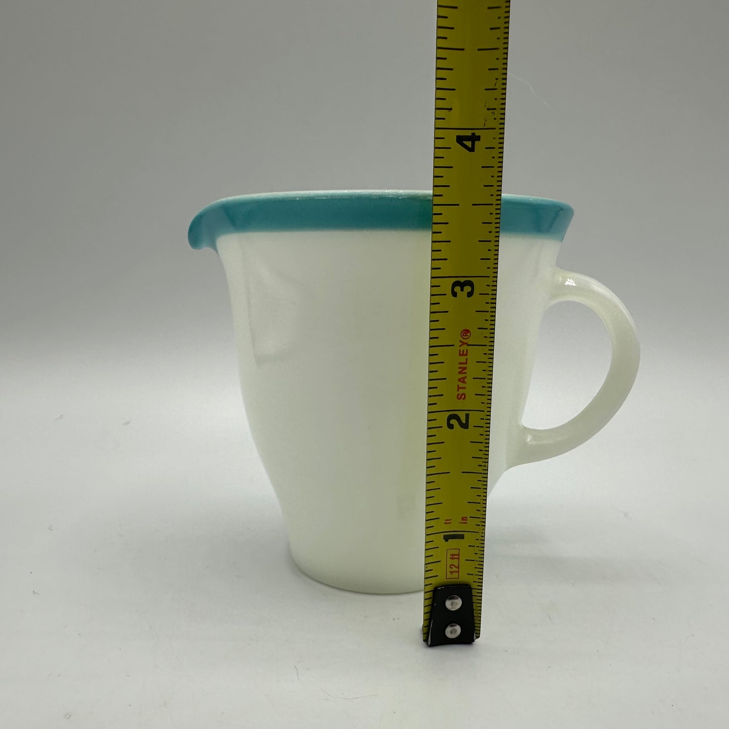 Pyrex Milk Glass Creamer With Aqua Trim