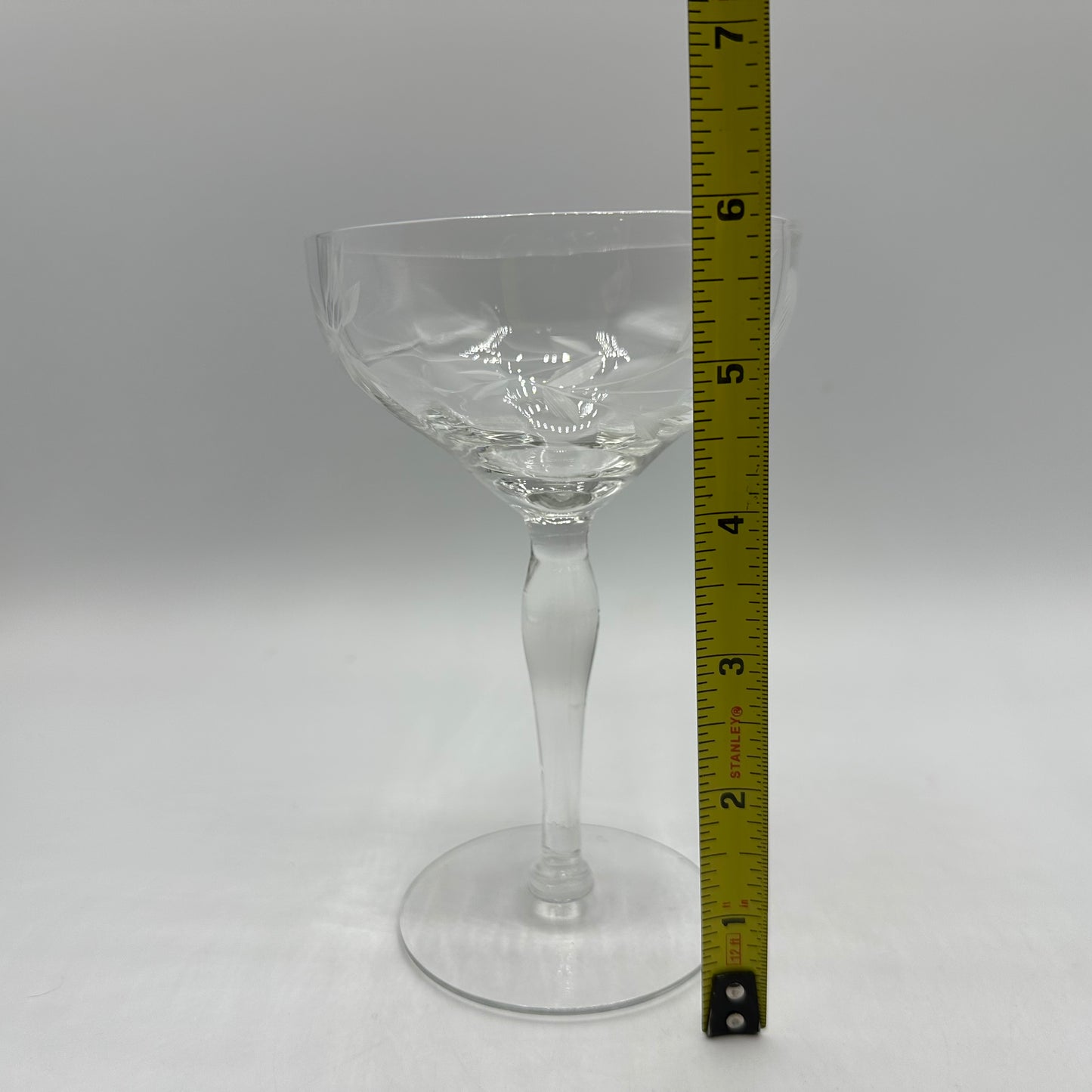 Etched Champagne Glasses, Set of 2