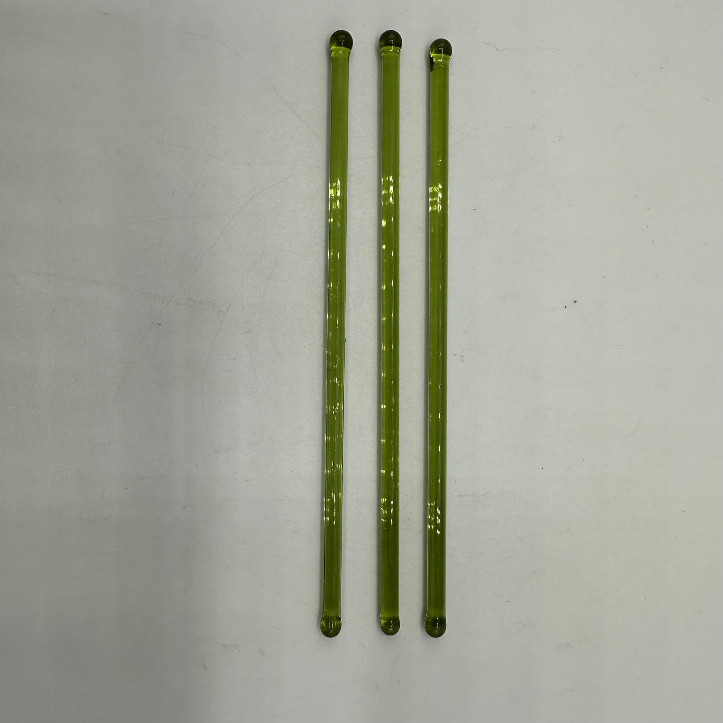 Green Glass Stirrers set of 3