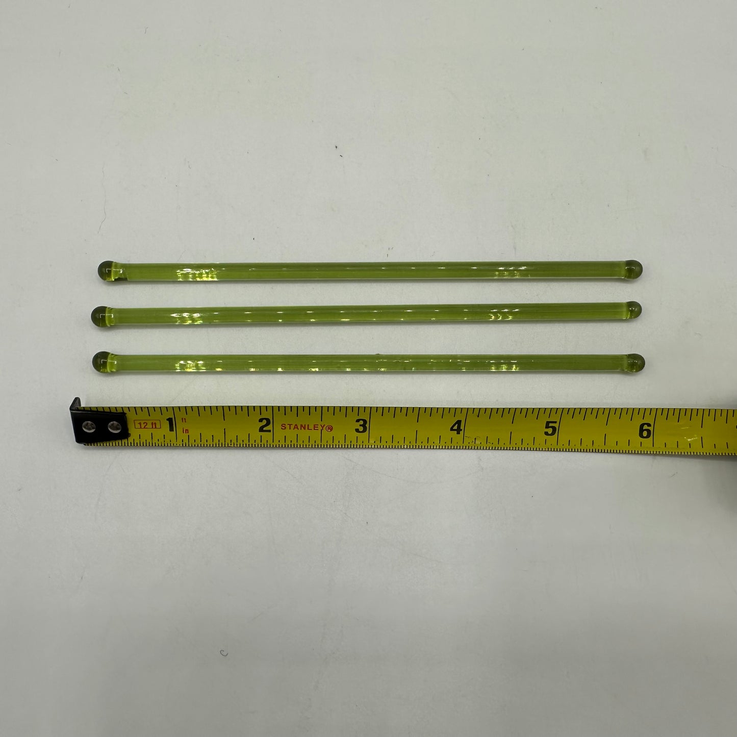Green Glass Stirrers set of 3