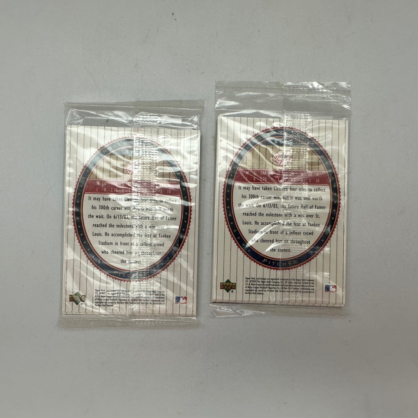 Upper Deck The Rocket 300 Wins 2 Baseball Sealed Card Set