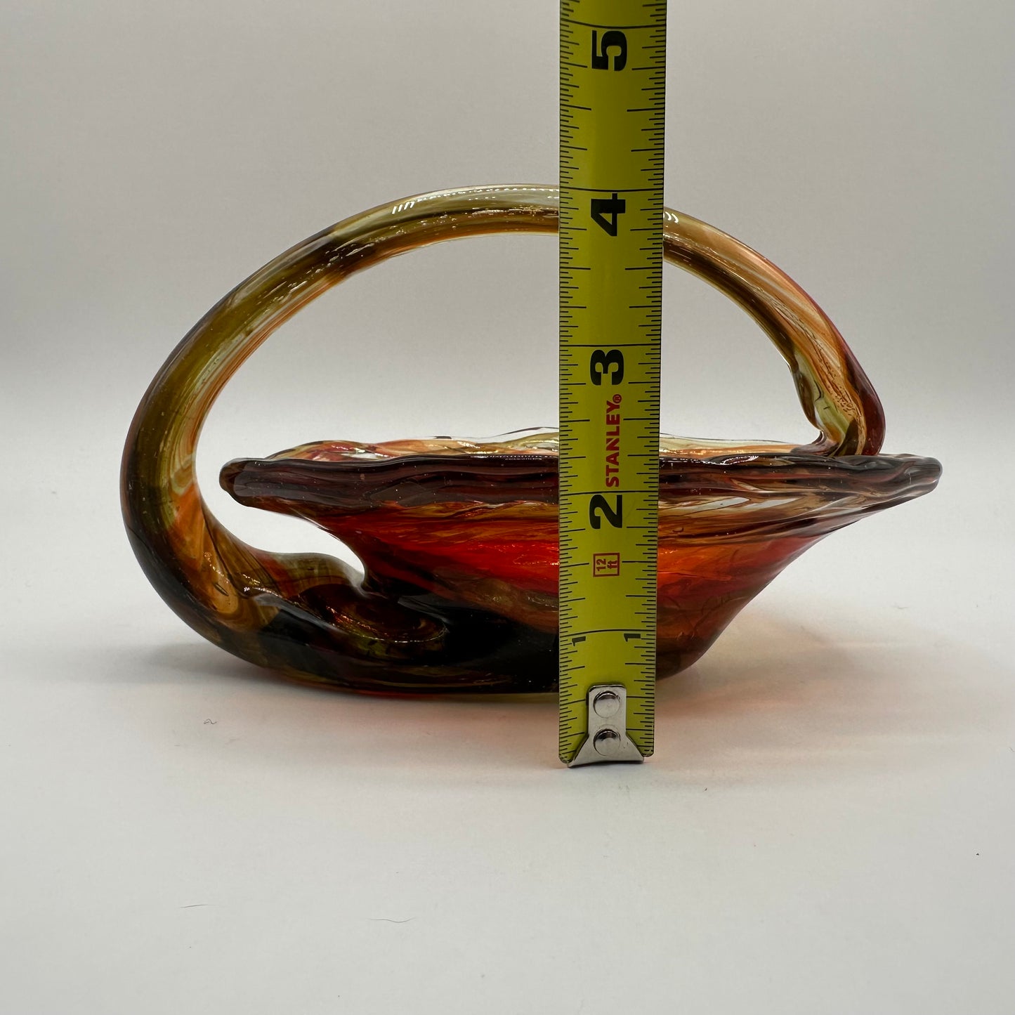 Blown Art Glass Dish, Brown and Orange