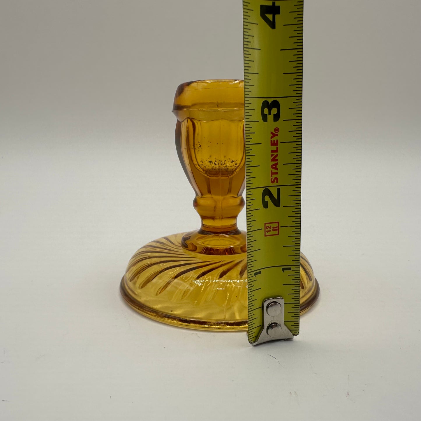 Imperial Glass Twisted Optic Candlestick Holder, Amber