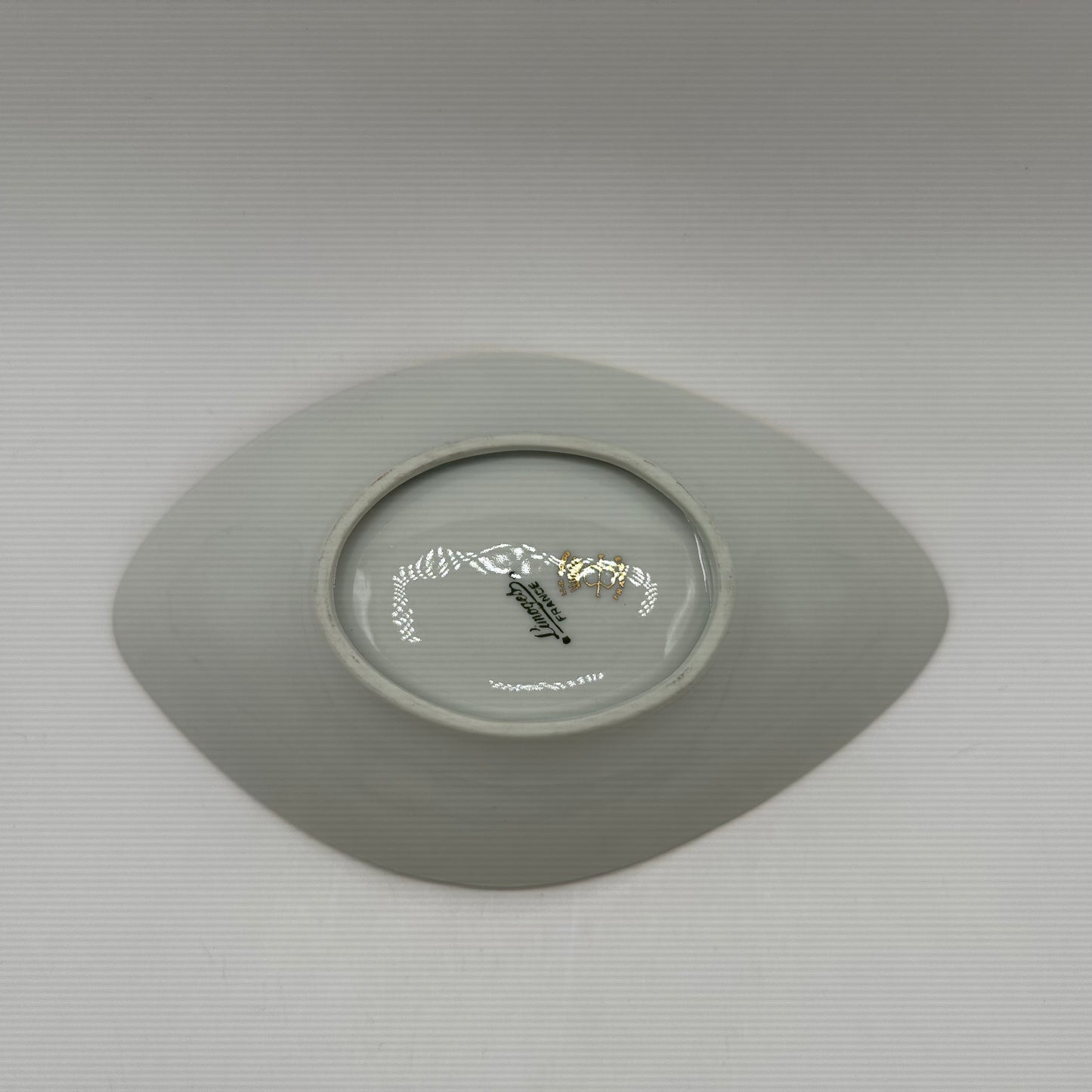 Limoges Ivory Oval Candy Dish With Gold Flowers