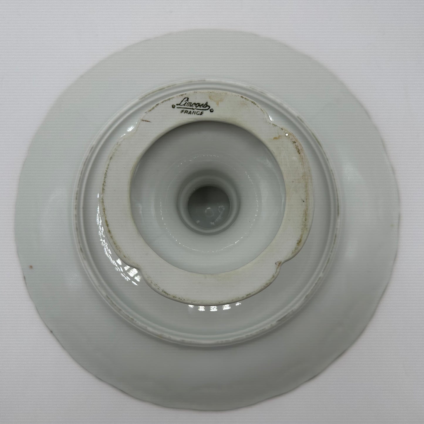 Limoges France Cake Stand Pedestal Plate Golden Roses 10-3/4"