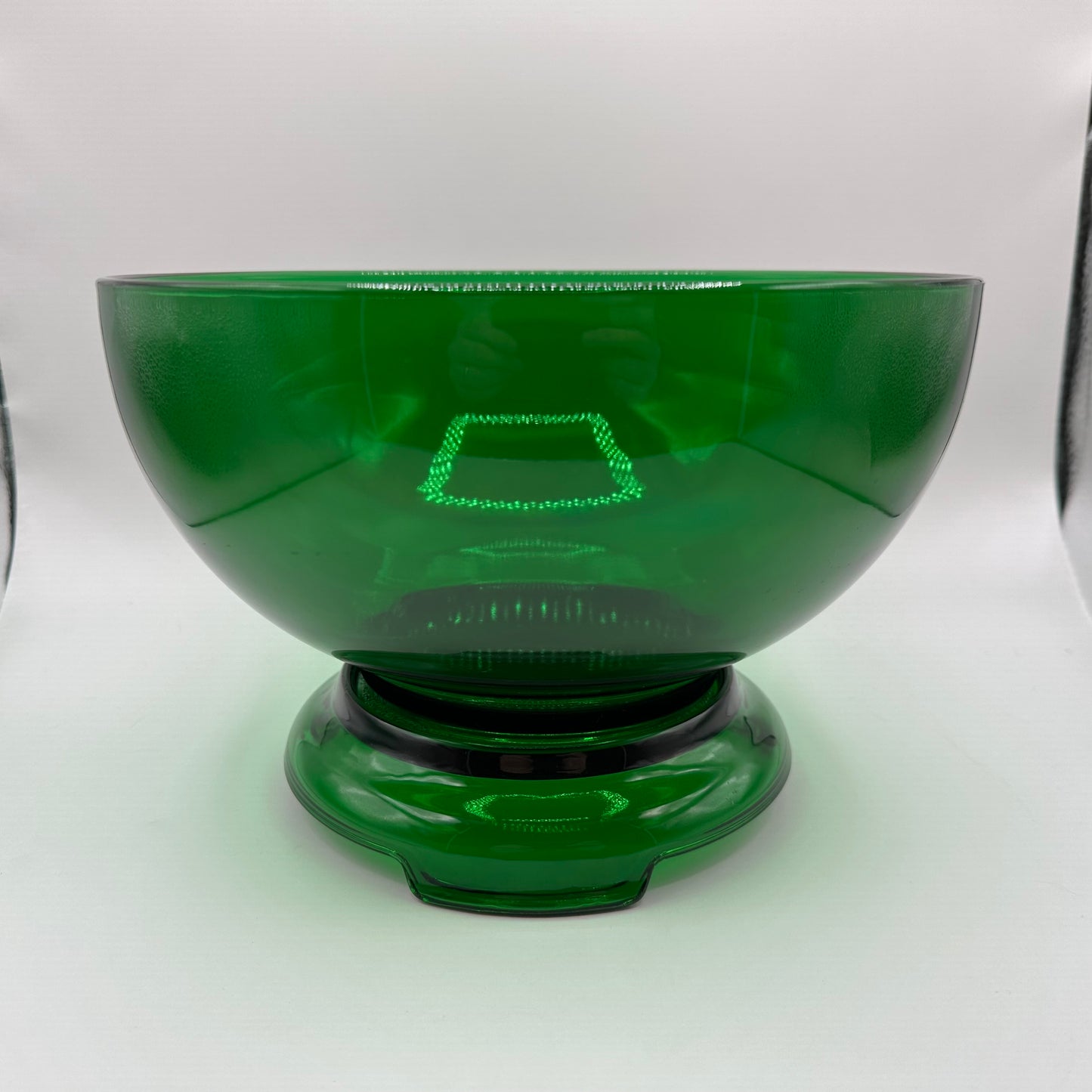 Anchor Hocking Forest Green Punch Bowl Set W/12 Cups and Base