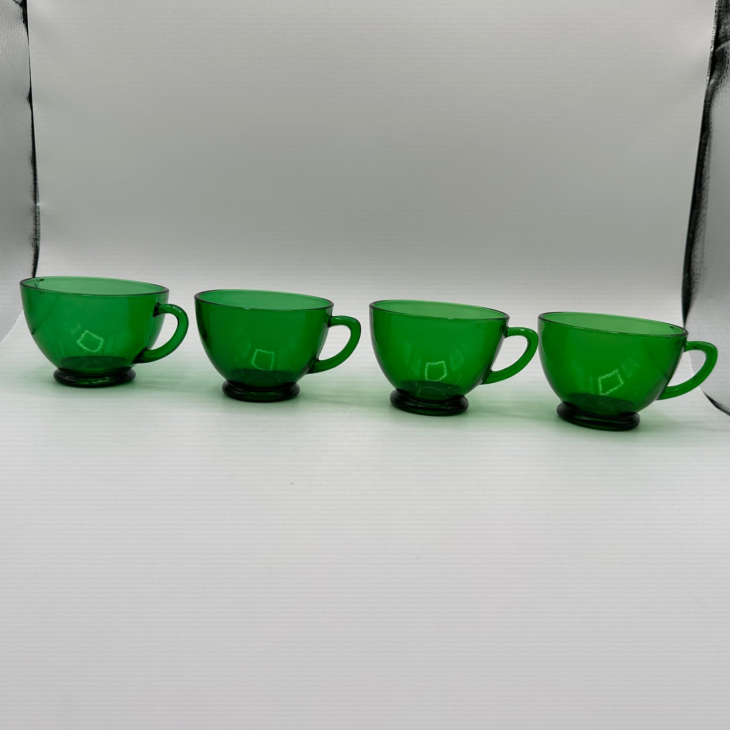 Anchor Hocking Forest Green Punch Bowl Set W/12 Cups and Base