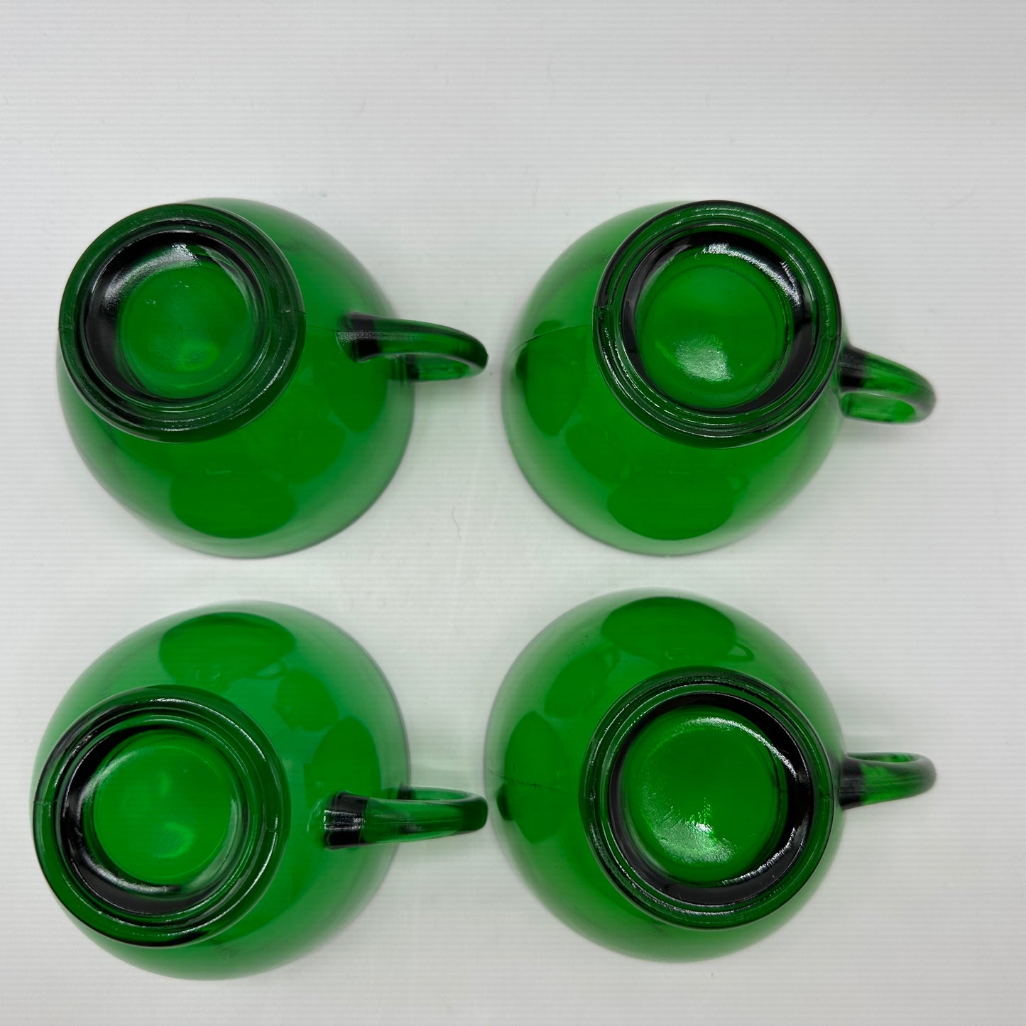 Anchor Hocking Forest Green Punch Bowl Set W/12 Cups and Base