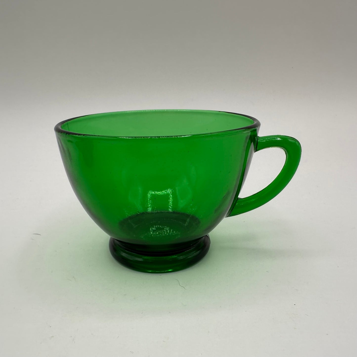 Anchor Hocking Forest Green Punch Bowl Set W/12 Cups and Base