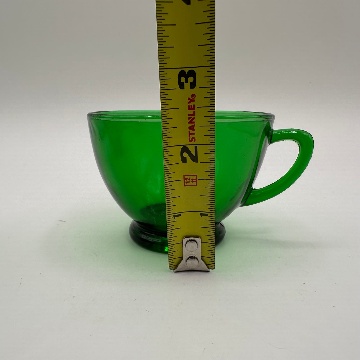 Anchor Hocking Forest Green Punch Bowl Set W/12 Cups and Base