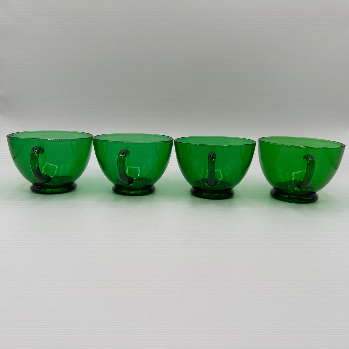 Anchor Hocking Forest Green Punch Bowl Set W/12 Cups and Base