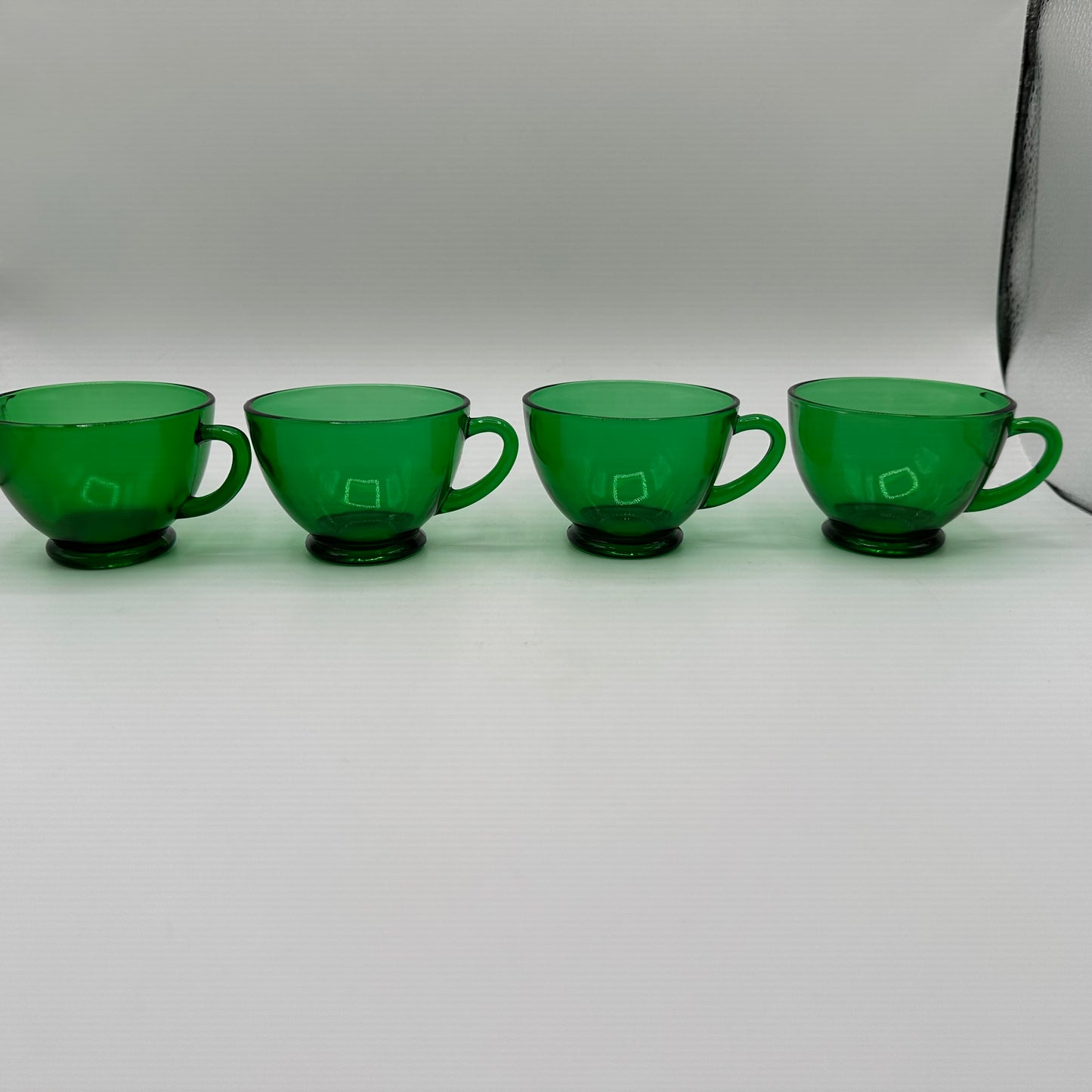 Anchor Hocking Forest Green Punch Bowl Set W/12 Cups and Base