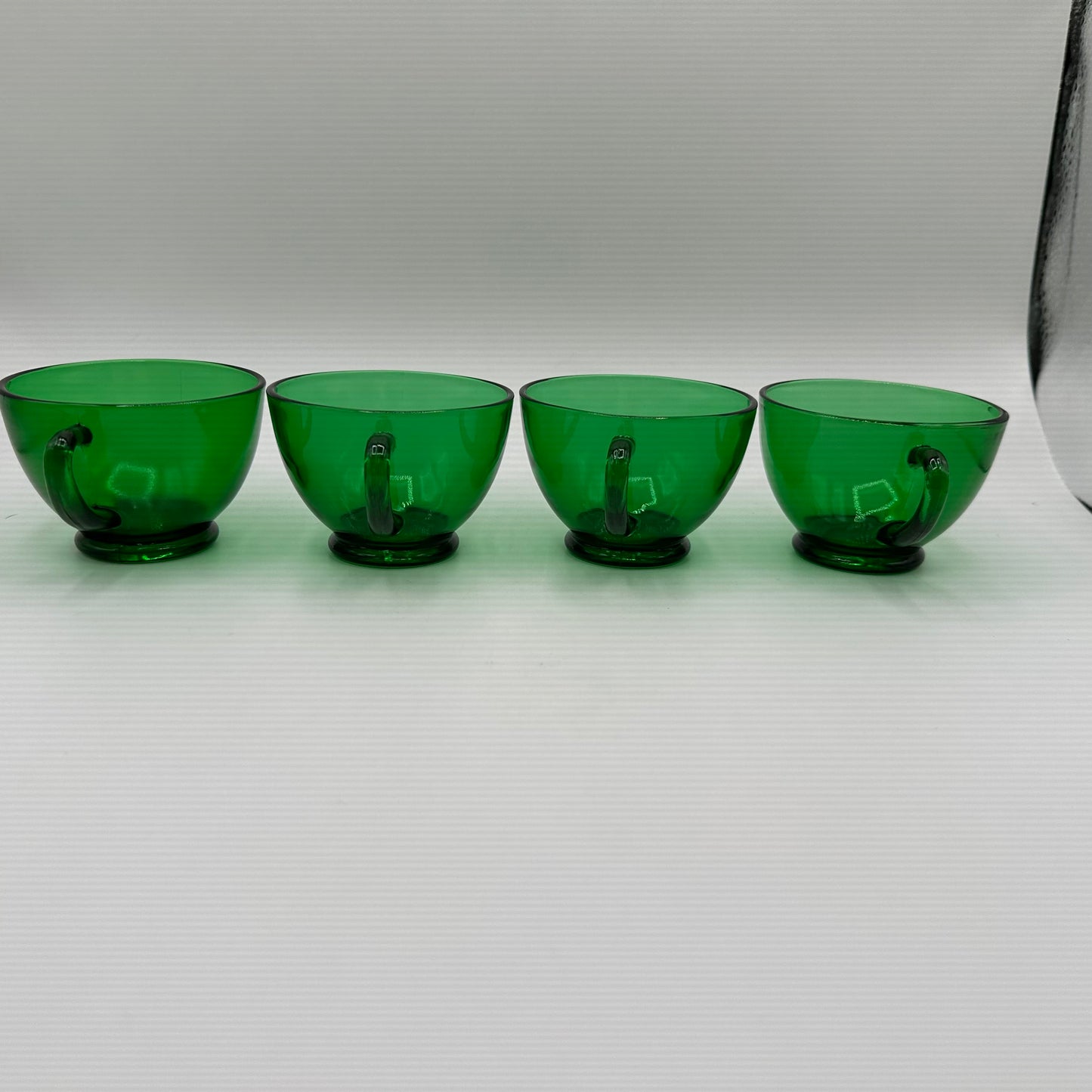 Anchor Hocking Forest Green Punch Bowl Set W/12 Cups and Base