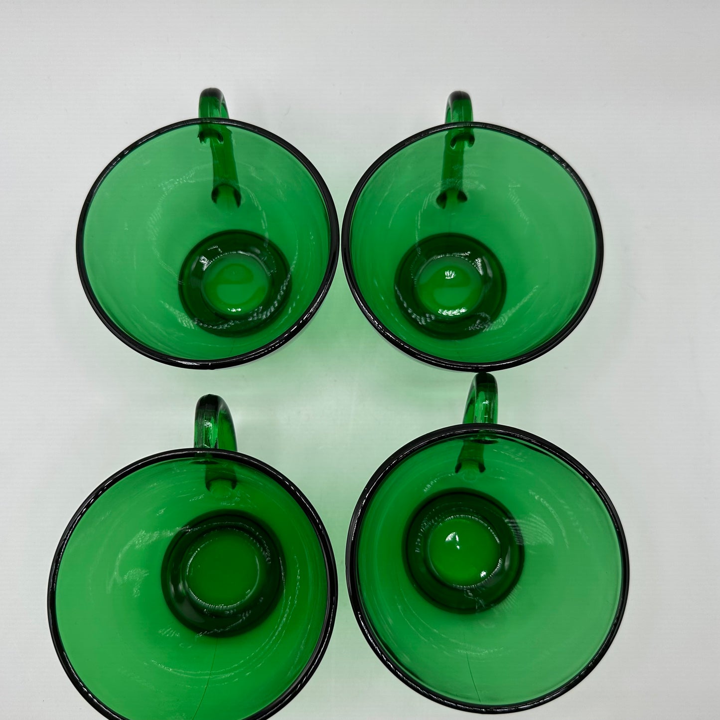 Anchor Hocking Forest Green Punch Bowl Set W/12 Cups and Base