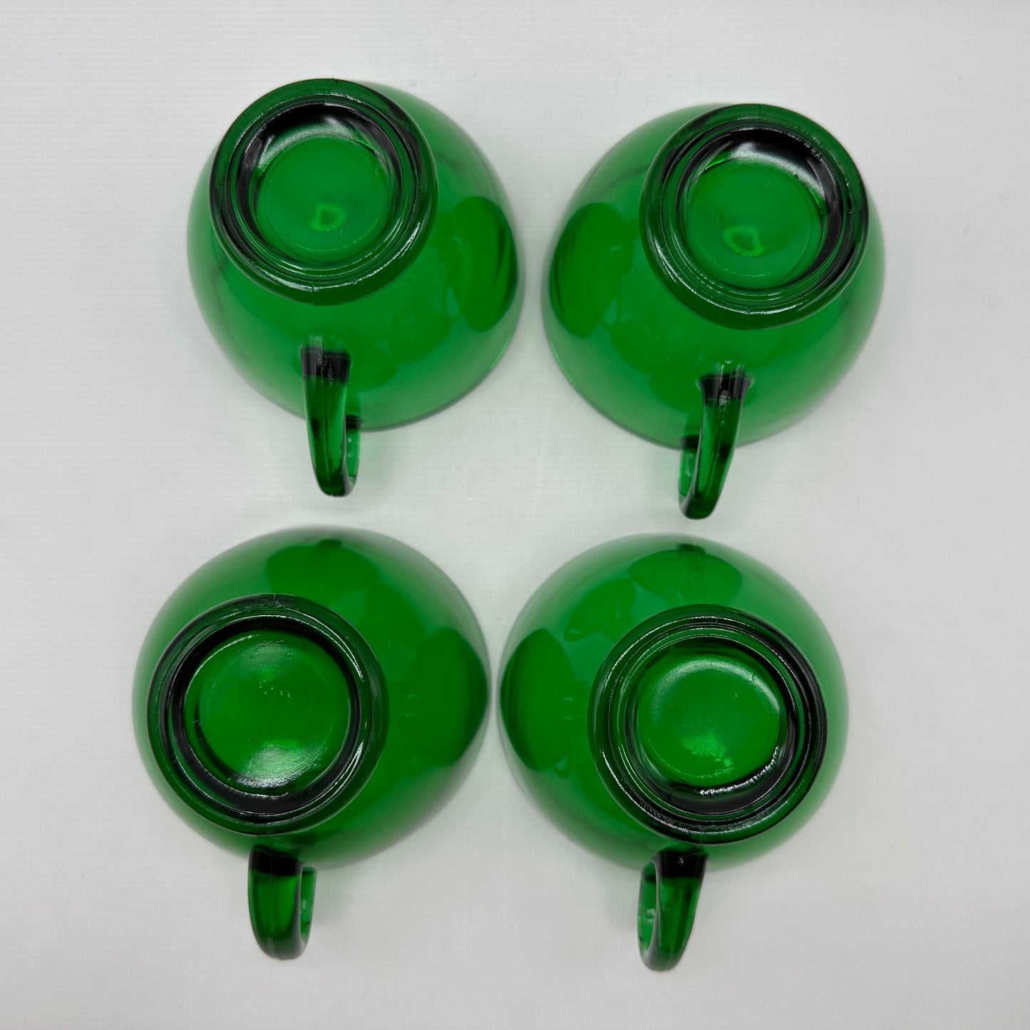 Anchor Hocking Forest Green Punch Bowl Set W/12 Cups and Base