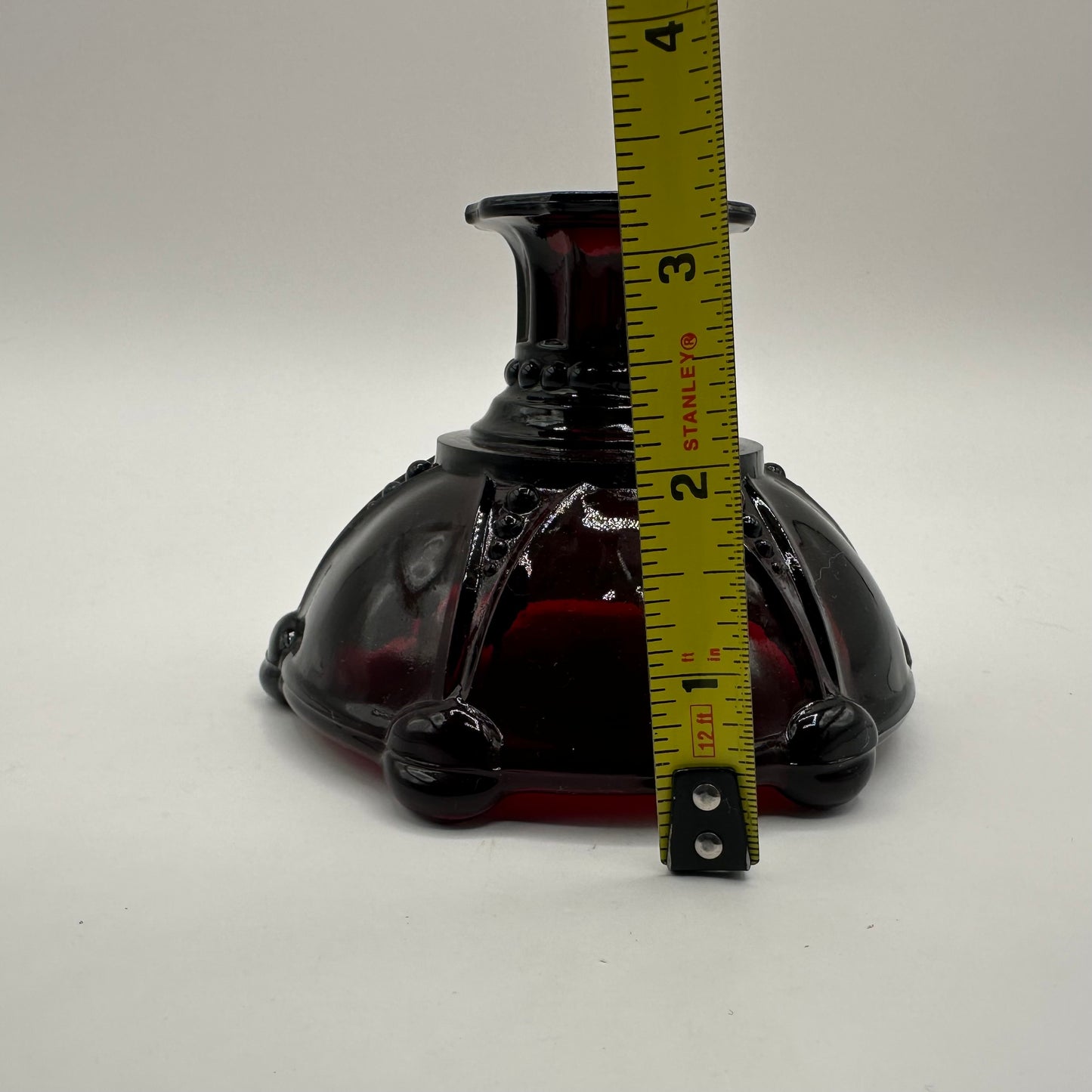 Anchor Hocking Glass Oyster & Pearl Candlestick Holder, Ruby Red