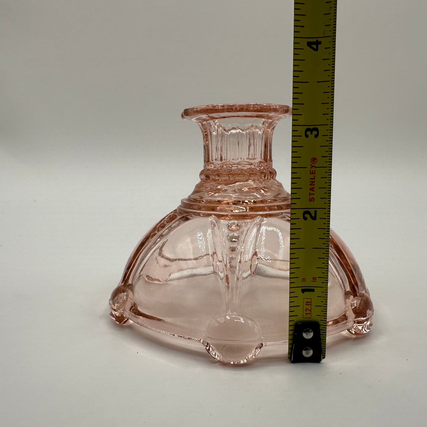 Anchor Hocking Glass Oyster & Pearl Candlestick Holder, Pink