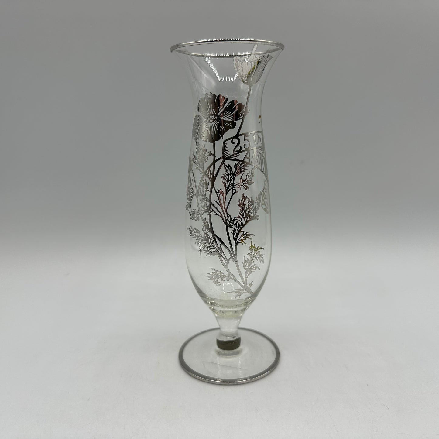 Silver City Flanders Silver Overlay 25th Anniversary Bud Vase 6 3/4" Tall