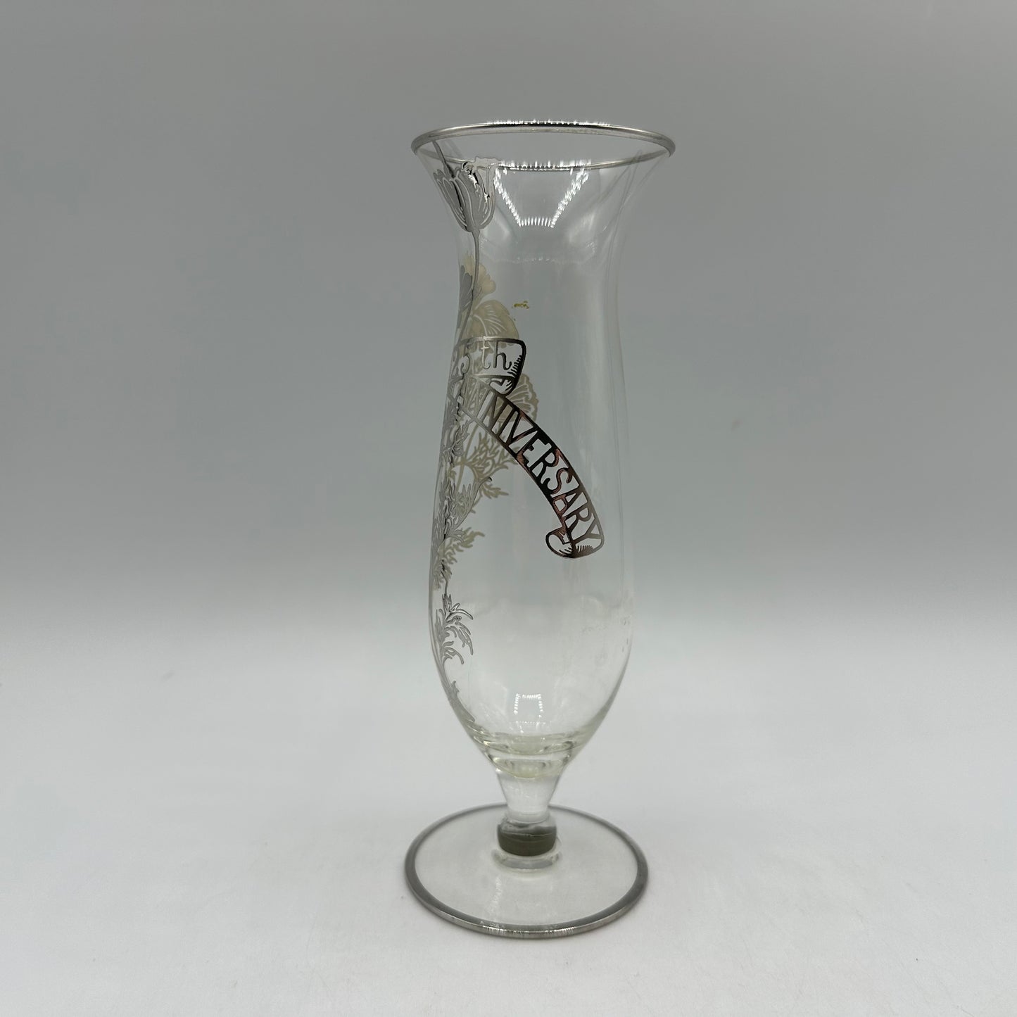 Silver City Flanders Silver Overlay 25th Anniversary Bud Vase 6 3/4" Tall