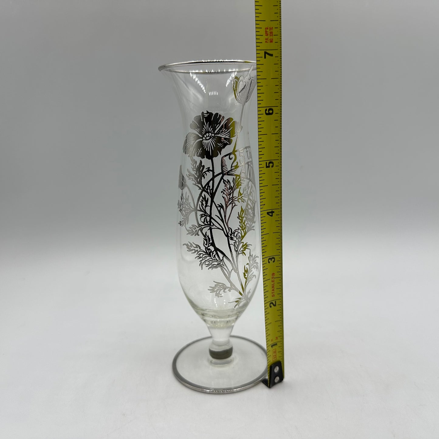 Silver City Flanders Silver Overlay 25th Anniversary Bud Vase 6 3/4" Tall