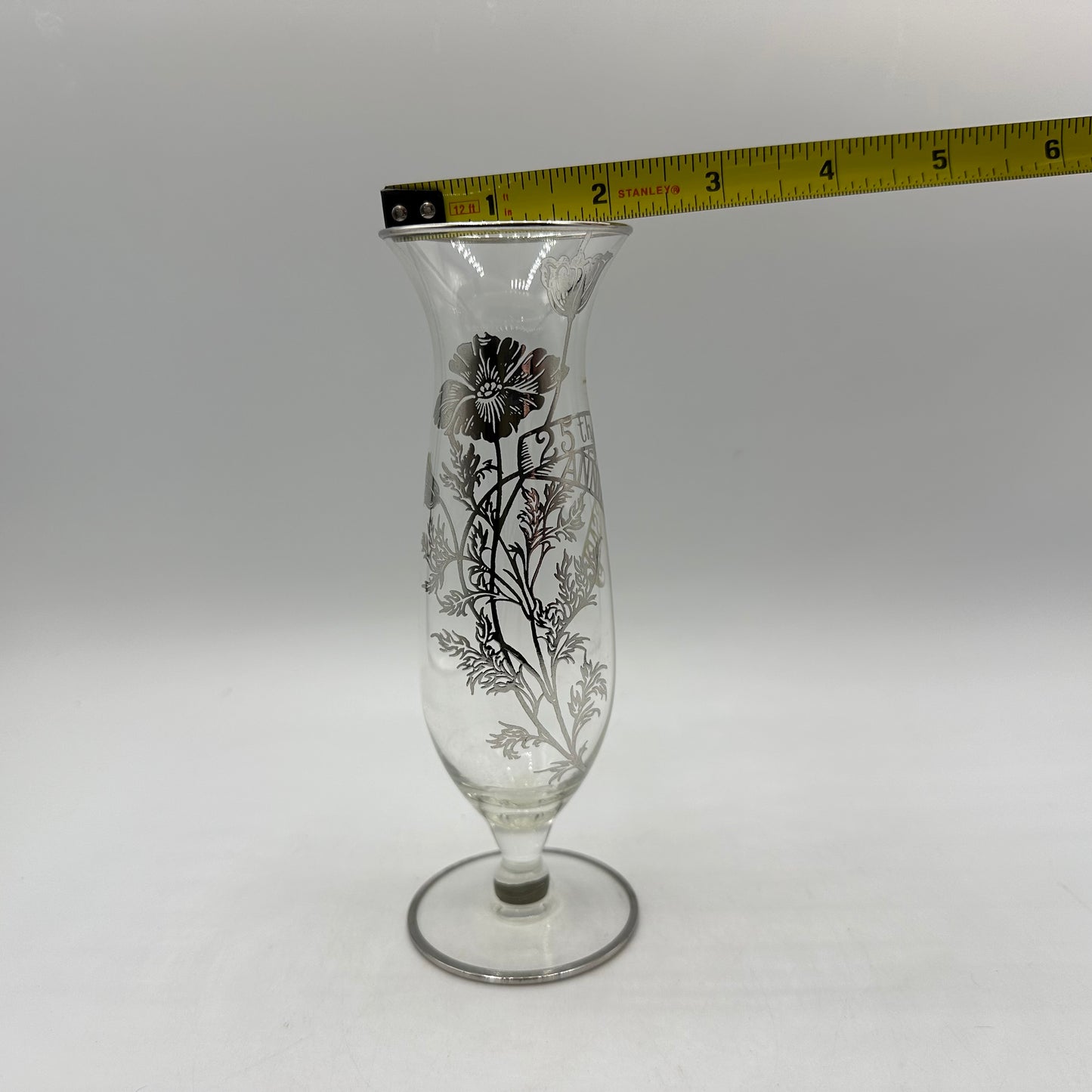 Silver City Flanders Silver Overlay 25th Anniversary Bud Vase 6 3/4" Tall