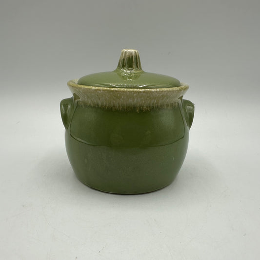 Hull Pottery Green Drip Bean Pot Crock 4" Tall