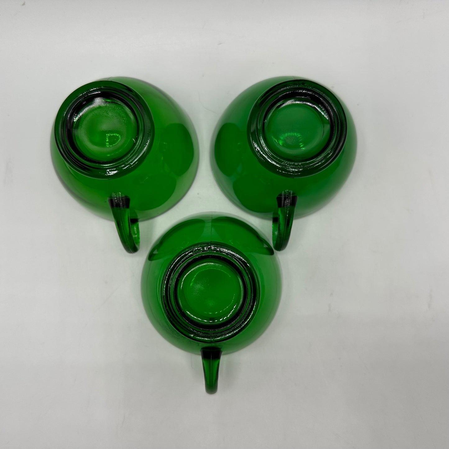 Anchor Hocking Green Punch Bowl and 10 punch cups