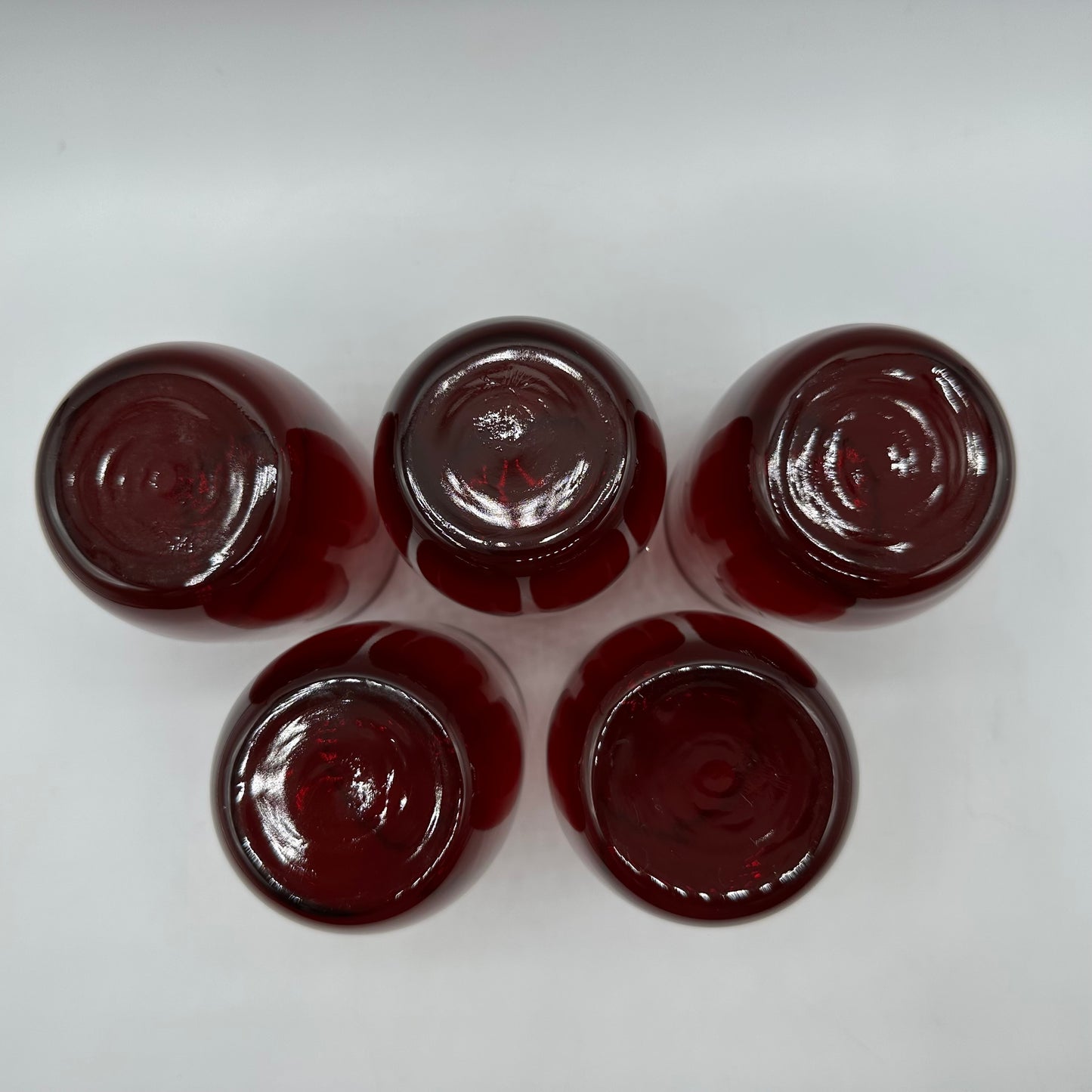 Anchor Hocking Roly Poly 9oz Flat Tumbler, Royal Ruby, Set of 5