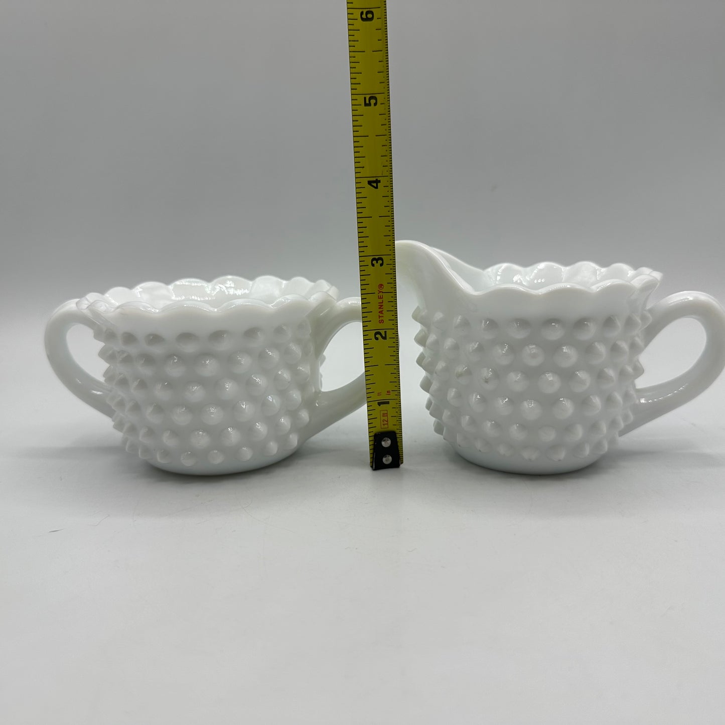 Fenton Milk Glass Hobnail Sugar Bowl & Creamer