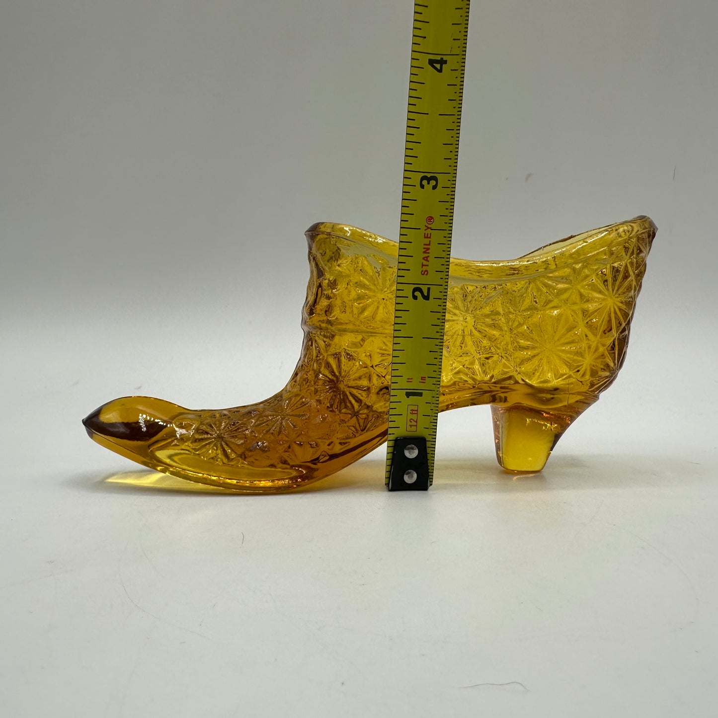 Wright Amber Glass Slipper, Daisy and Button, 1970's