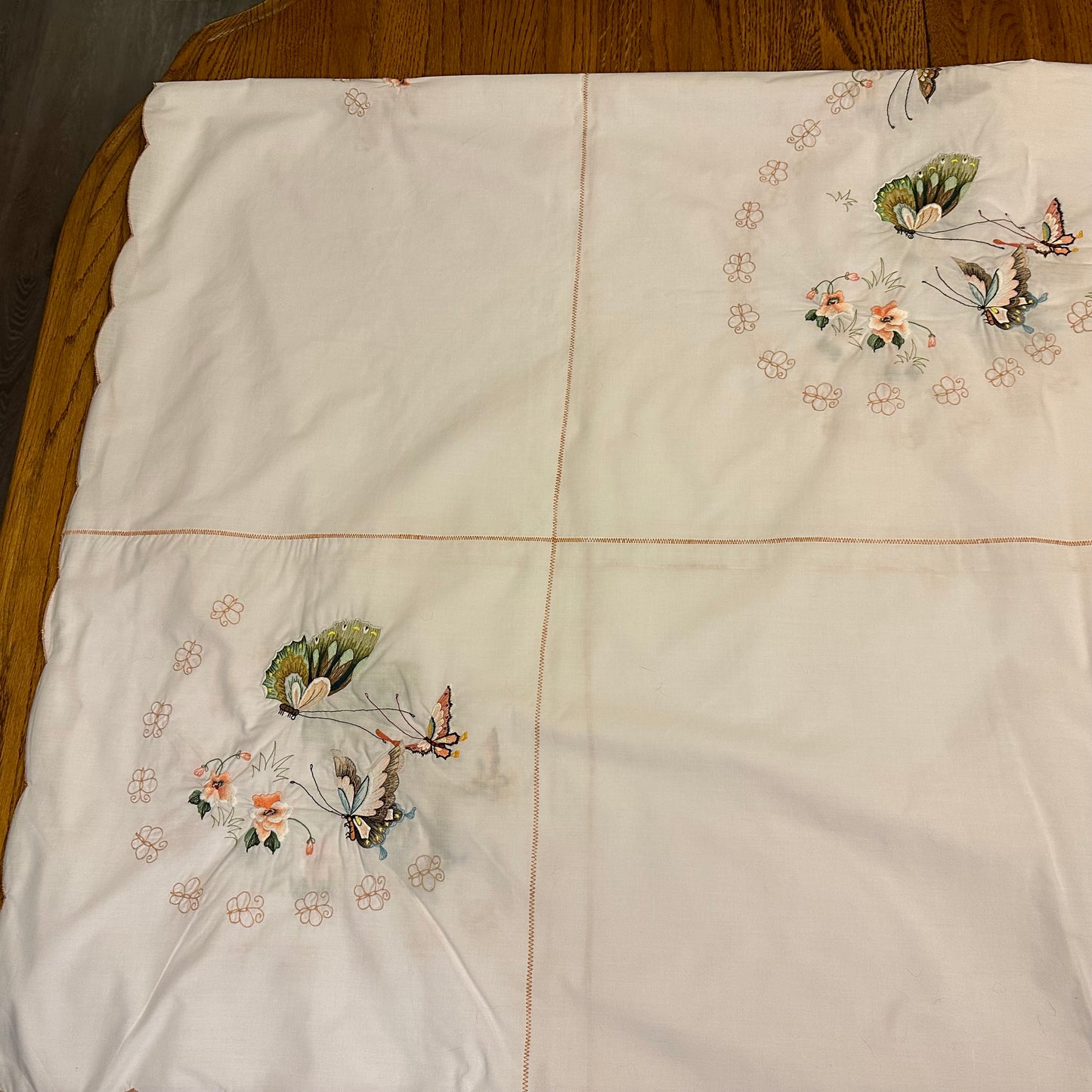 Butterfly Embroidered Tablecloth, 64 X 115